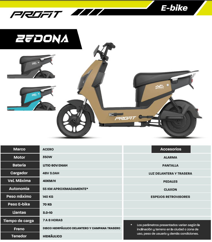 Bicicleta Eléctrica Profit Zedona